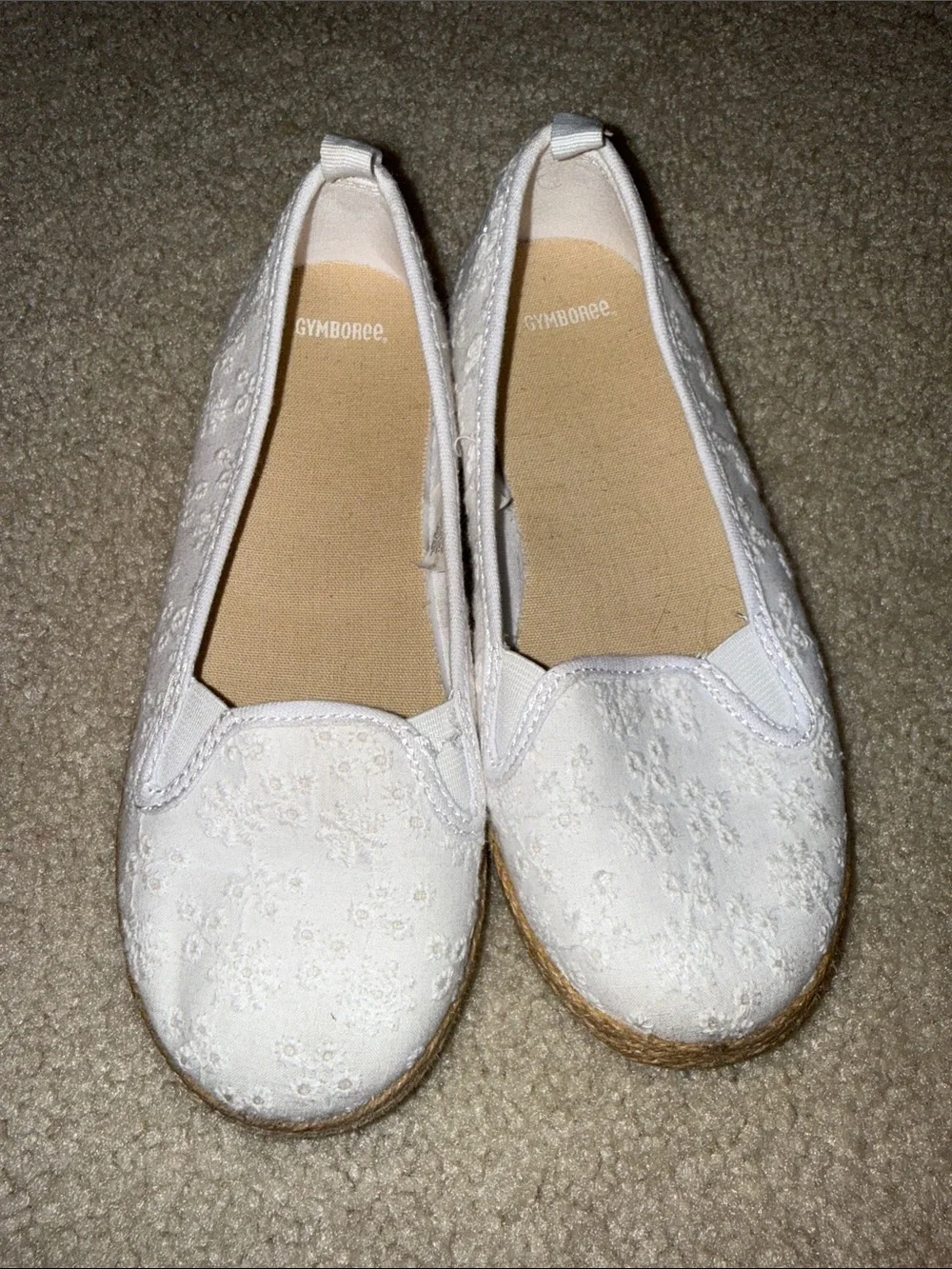 Girls White Floral Espadrille Slip-On Shoes Gymboree (2)